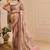 beige brown cotton blend zari weaving floral digital print festive saree with unstitched blouse piece