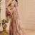 beige brown cotton blend zari weaving floral digital print festive saree with unstitched blouse piece