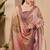 beige brown cotton blend zari weaving floral digital print festive saree with unstitched blouse piece