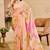 peach cotton blend zari weaving floral digital print festive saree with unstitched blouse piece