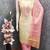  beige & contrast embroidered shimmer unstitched dress material with mirror work