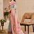 cream pink cotton blend zari weaving floral digital print festive saree with unstitched blouse piece