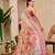 cream pink cotton blend zari weaving floral digital print festive saree with unstitched blouse piece