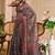 grey cotton blend zari weaving floral digital print festive saree with unstitched blouse piece
