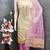  beige & contrast embroidered shimmer unstitched dress material with mirror work