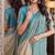 Off white sky soft kanjivaram silk blend banarasi jacuard work festive saree with unstitched blouse piece
