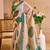 cream green cotton blend zari weaving floral digital print festive saree with unstitched blouse piece