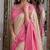 Off white pink soft kanjivaram silk blend banarasi jacuard work festive saree with unstitched blouse piece