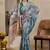 teal cotton blend zari weaving floral digital print festive saree with unstitched blouse piece