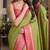 Parrot green soft silk blend banarasi jacuard work festive saree with unstitched blouse piece