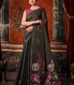black khadi cotton blend fabric woven designer fancy graceful saree