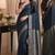 Blue soft silk blend banarasi jacuard work festive saree with unstitched blouse piece