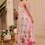 cream pink cotton blend zari weaving floral digital print festive saree with unstitched blouse piece