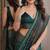 Green soft silk blend banarasi jacuard work festive saree with unstitched blouse piece