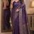 Wine soft silk blend banarasi jacuard work festive saree with unstitched blouse piece
