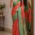 Orange soft silk blend banarasi jacuard work festive saree with unstitched blouse piece