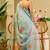 sky blue cotton blend zari weaving floral digital print festive saree with unstitched blouse piece