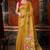 mustard khadi cotton blend fabric woven designer fancy graceful saree