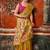 mustard khadi cotton blend fabric woven designer fancy graceful saree