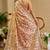 cream cotton blend zari weaving floral digital print festive saree with unstitched blouse piece