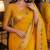 Yeloow soft silk blend banarasi jacuard work festive saree with unstitched blouse piece