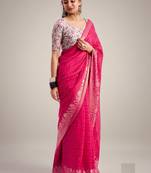 magenta chiffon fabric smart festive graceful saree