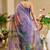 purple cotton blend zari weaving floral digital print festive saree with unstitched blouse piece