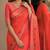 Orange soft silk blend banarasi jacuard work festive saree with unstitched blouse piece