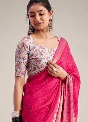 magenta chiffon fabric smart festive graceful saree 3
