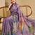 purple cotton blend zari weaving floral digital print festive saree with unstitched blouse piece
