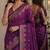 Wine soft silk blend banarasi jacuard work festive saree with unstitched blouse piece