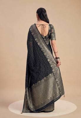 black chiffon fabric smart festive graceful saree 2