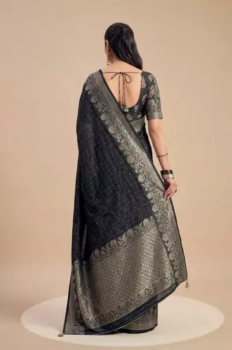 black chiffon fabric smart festive graceful saree