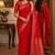 Red soft silk blend banarasi jacuard work festive saree with unstitched blouse piece