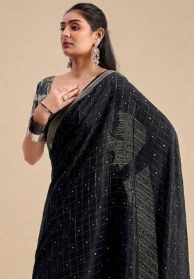 black chiffon fabric smart festive graceful saree 3