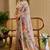 cream cotton blend zari weaving floral digital print festive saree with unstitched blouse piece