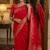Red soft silk blend banarasi jacuard work festive saree with unstitched blouse piece