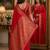 Red soft silk blend banarasi jacuard work festive saree with unstitched blouse piece