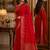 Red soft silk blend banarasi jacuard work festive saree with unstitched blouse piece