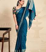 rama chiffon fabric smart festive graceful saree