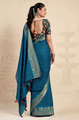 rama chiffon fabric smart festive graceful saree