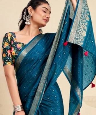 rama chiffon fabric smart festive graceful saree 3