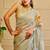 sky cotton blend zari weaving floral digital print festive saree with unstitched blouse piece