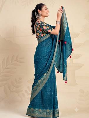rama chiffon fabric smart festive graceful saree 4