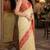 Cream  soft silk blend banarasi jacuard work festive saree with unstitched blouse piece