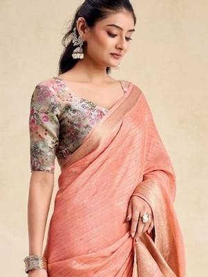 peach chiffon fabric smart festive graceful saree 3
