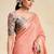 peach chiffon fabric smart festive graceful saree