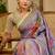 lavender cotton blend zari weaving floral digital print festive saree with unstitched blouse piece