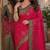 Pink soft silk blend banarasi jacuard work festive saree with unstitched blouse piece