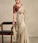 beige chiffon fabric smart festive graceful saree